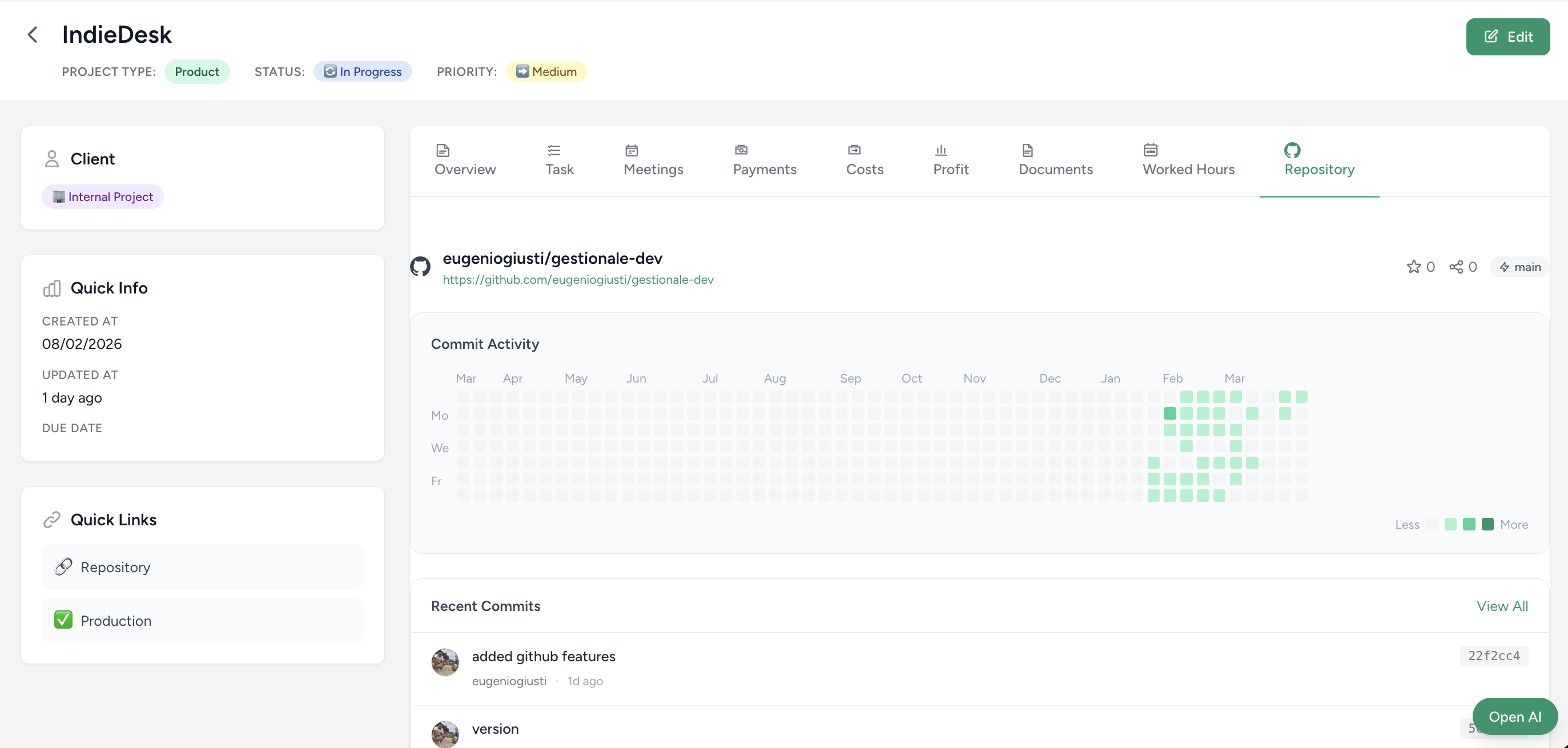 IndieDesk GitHub integration