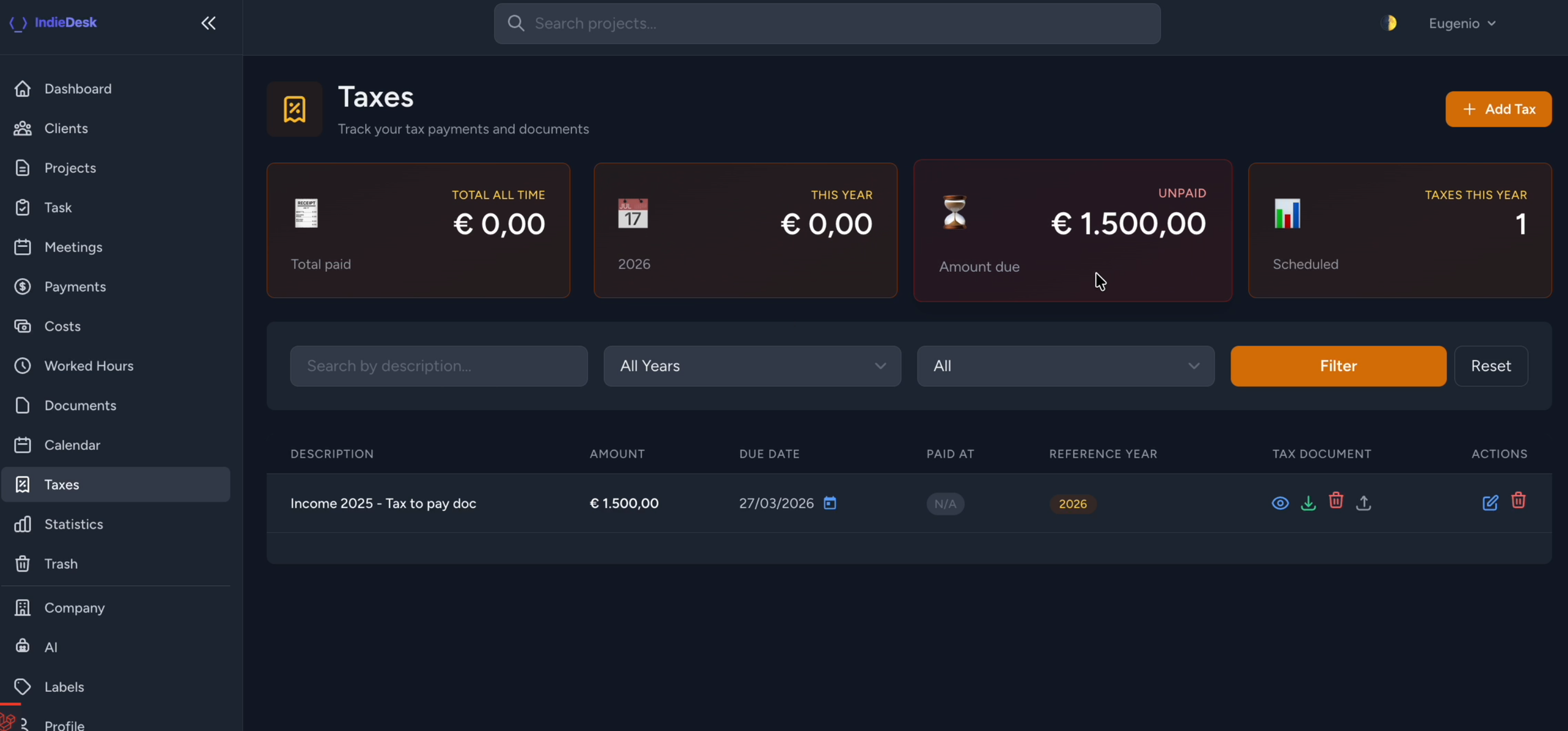 IndieDesk taxes module